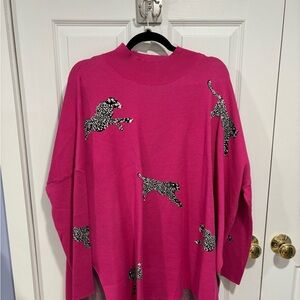 Chic Soul Fuchsia Leopard Print Sweatshirt